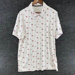 Hooey Polo Shirt Mens Large White American Flag Cowboy Golf Performance Stretch